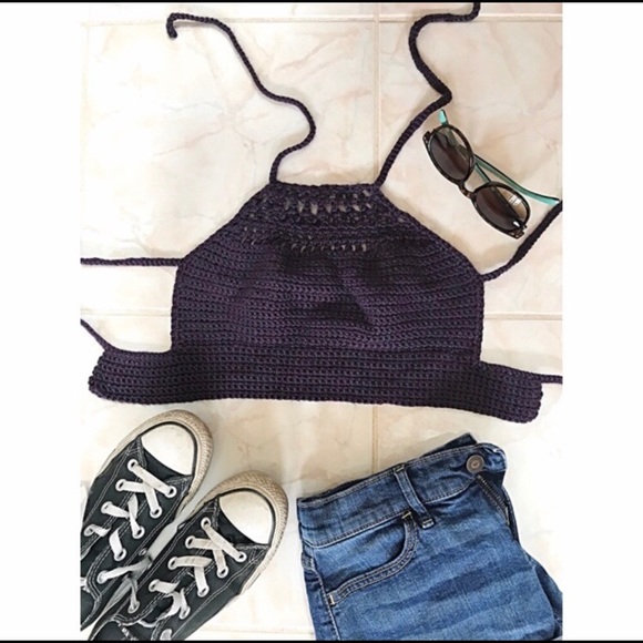 Tops - Homemade Halter Crochet Knit Crop Top